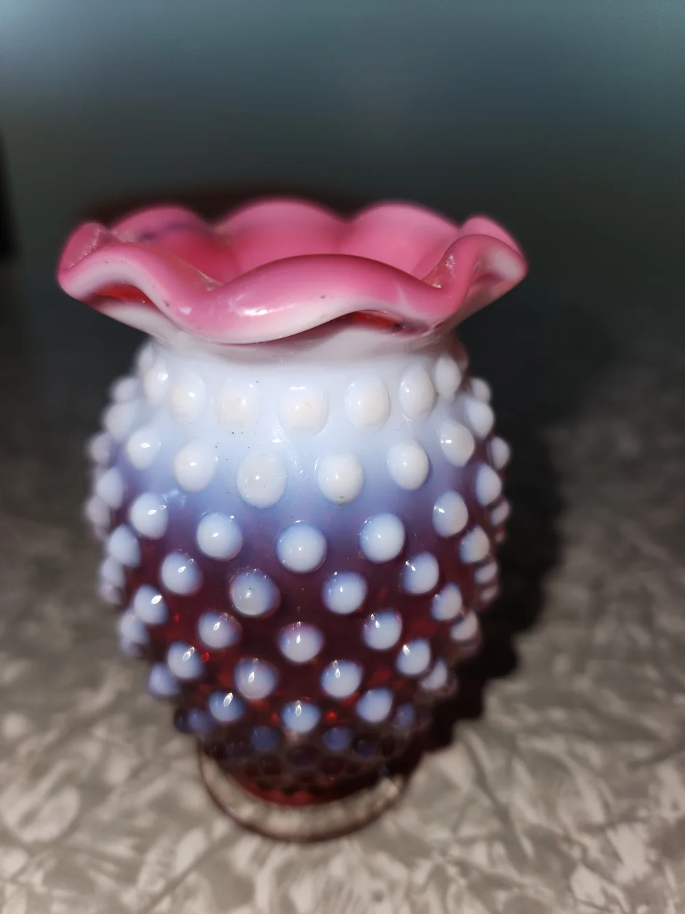 Fenton-Cranberry Hobnail SmallGlass Vase